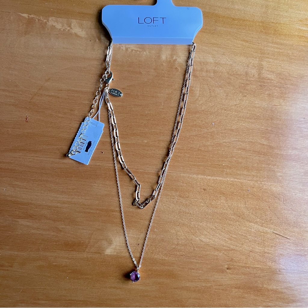 Nwt Loft Outlet Layered Gold Paperclip Necklace 14$